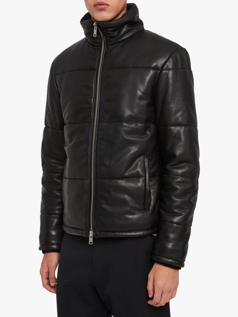 Porsche Men's Black Puffer Leather Jacket - Image 5