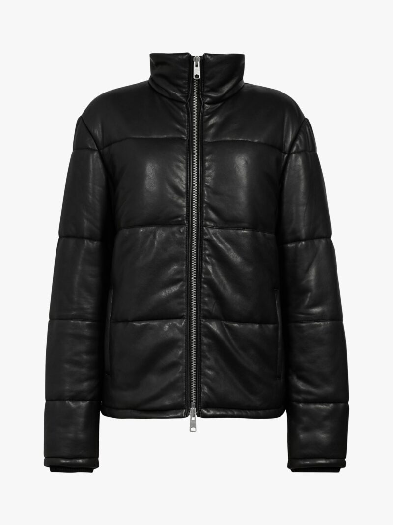 Porsche Men's Black Puffer Leather Jacket