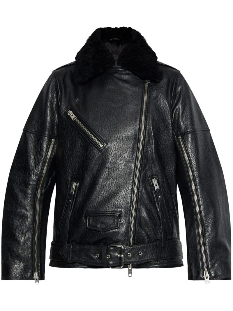 Porsche Black Leather Shearling Jacket | Luxury Women’s Jacket