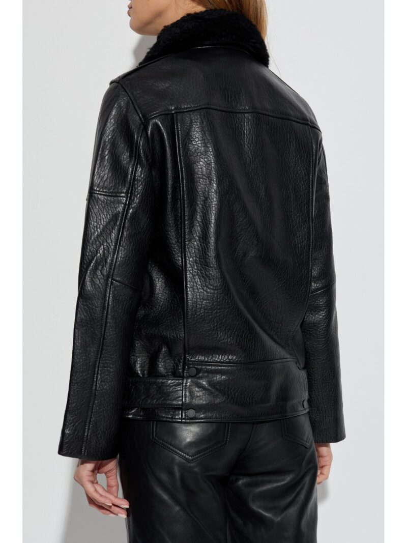 Porsche Black Leather Shearling Jacket | Luxury Women’s Jacket - Image 2