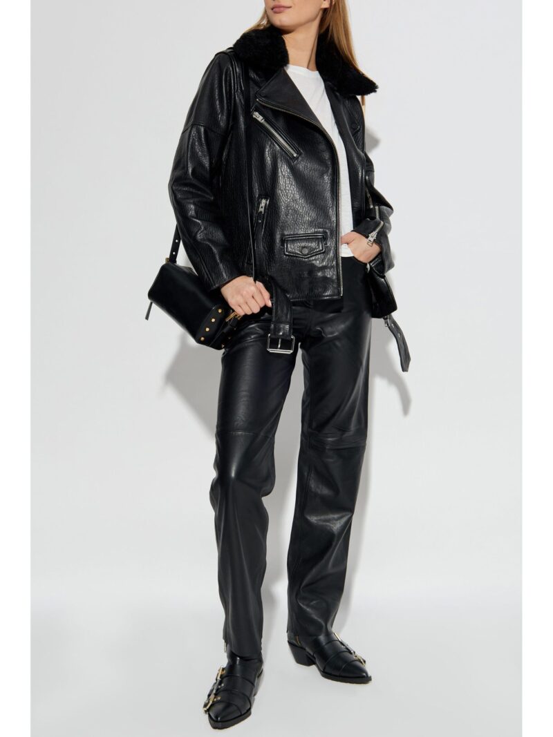 Porsche Black Leather Shearling Jacket | Luxury Women’s Jacket - Image 4