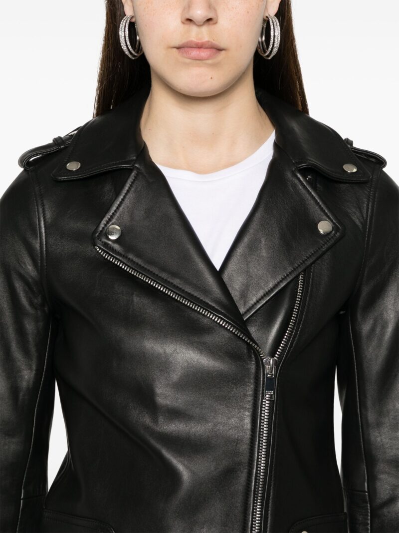 Porsche Women's Black Lambskin Leather Biker Jacket - Smooth Grain, Notched Lapels - Image 4