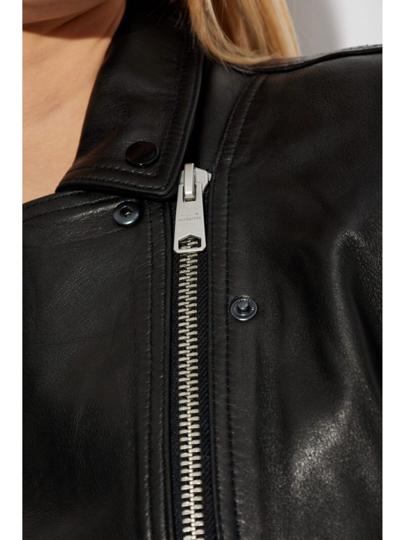 Porsche Black Leather Biker Jacket with Off-Center Zip and Side Pockets - Luxury Women's Fashion - Image 4