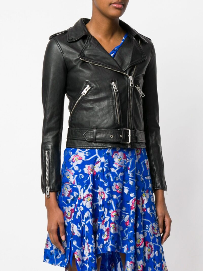 Porsche Women's Black Shearling Cropped Leather Jacket - Image 3