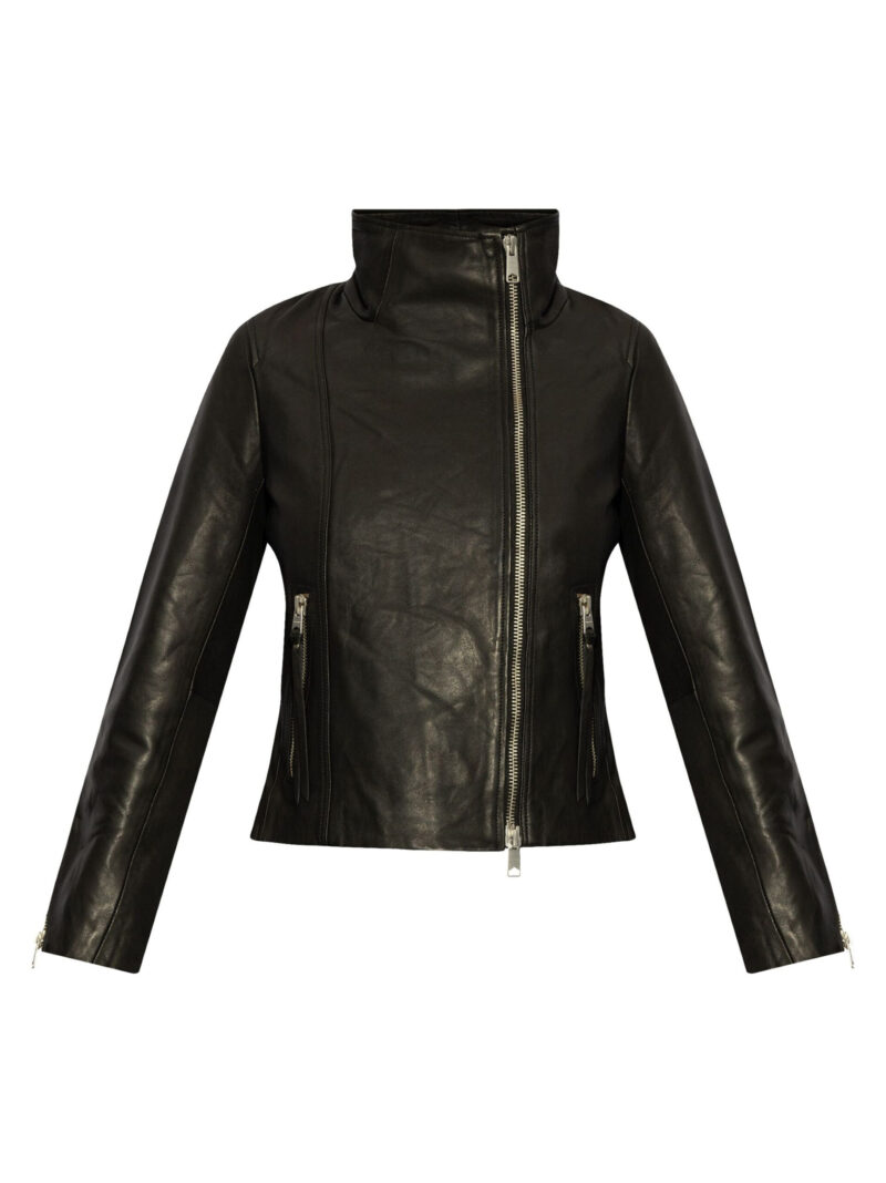 Porsche Women's Black Lamb Skin Ellis Jacket with Off-Centre Zip and Cuff Zips